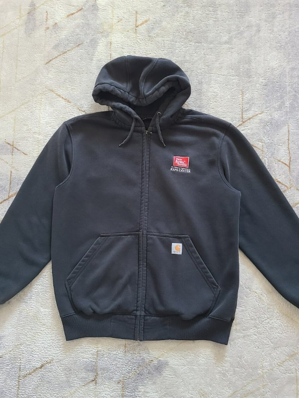 Carhartt Rain Defender Zip Up Hoodie L Black Workwear Jacket